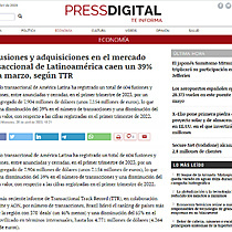 Las fusiones y adquisiciones en el mercado transaccional de Latinoamrica caen un 39% hasta marzo, segn TTR